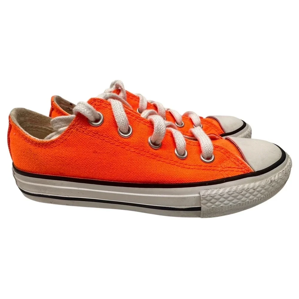 Rare! CONVERSE ALL STAR~Bright NEON Orange & White‎ / Size: 12 Youth